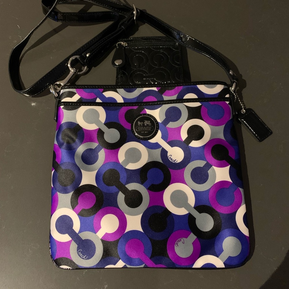NWOT Coach Shoulder purse with matching wallet.